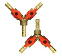 Vanne d'arrêt en laiton 3 voies 3/8" avec 2 interrupteurs pour carburant, eau, gaz, air (2 pièces)