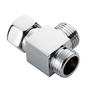 Vanne d'arrêt en T 3 voies 1/2" en laiton pour valves d'angle inverseur de salle de bain douche douche adaptateur T pour douche, lavabo, WC, cuisine, bidet, vanne d'arrêt G1/2 filetage intérieur et