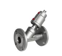 Vanne d'arrêt pneumatique à bride en acier inoxydable DN25, vanne à siège incliné, type Y élevé, 1 pièce