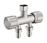 Vanne D'Arrêt Wc Robinet D'Angle 3 Voies G1/2 À Une Entrée Et Deux Sorties Double Commande Pour Lave-Linge Et Wc Raccord Double Pour Lave-Linge