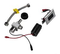 Vanne de chasse d'eau automatique avec contrôle par capteur infrarouge, distance de détection de 30 à 100 cm, capteur de chasse d'eau DC 6 V, alimenté par batterie, argent + noir (D)