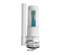 Vanne de chasse d'eau blanche avec double bouton poussoir chromé, tuyau de trop-plein réglable et longueur de câble, compatible avec les réservoirs de chasse d'eau standard