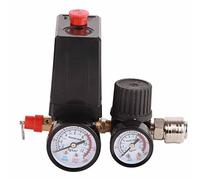 Vanne De Commande De Pressostat De Compresseur D'air, Jauges De Régulateur De Contrôleur De Vanne à 4 Voies 1/4 Pouces 90-120PSI 220V Avec Ensemble De Raccords De Manomètres