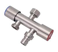 Vanne de commutation d'eau en acier inoxydable à 3 voies, pour système de | Double poignée, machine à laver WC, robinet G1/2 finition brossée argent 120 mm, air comprimé, commande de soupape, cylindre