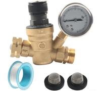 Vanne de contrôle de pression d'eau pour camping-car avec boîtier en laiton GHT de 1,9 cm réglable de 0 à 160 PSI et élément filtrant intégré (C)