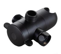 Vanne de dérivation de douche à 3 voies en ABS argenté noir avec prise de courant pour installation multi-prises de salle de bain, design compact et élégant, 98 mm x 72 mm x 63 mm, construction légère