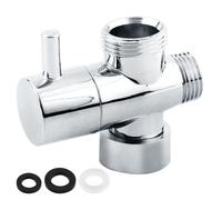 Vanne de dérivation de douche, répartiteur de robinet de douche solide à 3 voies avec rondelle en caoutchouc noir, vanne de dérivation G3/4", adaptateur de sortie mâle G1/2" et entrée femelle G3/4"