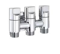 Vanne de dérivation d'eau 1 en trois sorties, robinet de toilette à trois voies, vanne d'angle, robinet de Machine, vanne de dérivation multifonction(Silver)