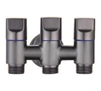 Vanne de dérivation d'eau, répartiteur à 3 voies en acier inoxydable, robinet triple sortie, vanne d'angle une entrée à trois sorties pour le lavage des toilettes (A)