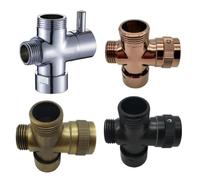 Vanne de dérivation en laiton for salle de bain, 3 voies, filetage standard britannique, 1/2", 3/4", 4/4/4, 4/4/6, 4/6/6, adaptateur en T for pomme de douche réglable(Black)