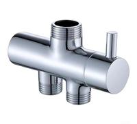 Vanne de dérivation murale de douche, répartiteur d'eau 2 voies en cuivre plaqué chrome avec interrupteur rotatif à deux fonctions (chromé)