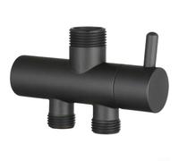 Vanne de dérivation murale de douche, répartiteur d'eau 2 voies en cuivre plaqué chrome avec interrupteur rotatif à deux fonctions (noir)