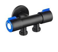 Vanne de dérivation pour douche, Robinet 1 entrée 2 sorties for lave-linge, WC et douche, commande d'eau triangulaire double inverseur for salle de bain(Black)