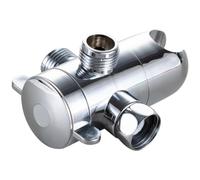 Vanne de douche à 3 voies, argenté/noir, pour système de compresseur | Répartiteur de débit d'eau en ABS, systèmes de douche 98 x 72 x 63 mm, air comprimé, contrôle de valve, cylindre
