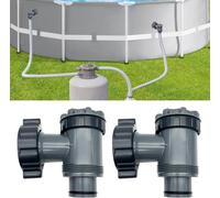Vanne de Entrée/Sortie pour Compatible avec Coleman,Intex,Bestway,Pompe de Filtre de Piscine Hors Sol,Pièces de Rechange de Pompe de Piscine,pour Tuyau de 38mm Pouces (B,Lot de 2)