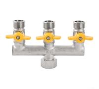 Vanne de gaz en laiton à 3 voies 4 voies pour conversion de baignoire, douche, robinet de chauffe-eau, raccord de plomberie, argent, 12,2 x 8,2 x 2 cm