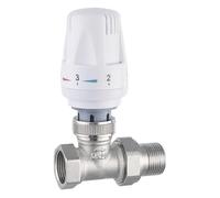 Vanne de radiateur thermostatique automatique à motif droit (TRV) - Vanne de contrôle de température réglable pour systèmes de chauffage résidentiels - Finition laiton nickelé 59-1 (options 1/2" NPT