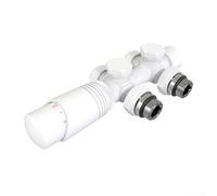 Vanne de radiateur thermostatique, centre de 50 mm, kit de contrôle de chauffage en laiton, température réglable de 7 à 28 °C, pour porte-serviettes de salle de bain (blanc)