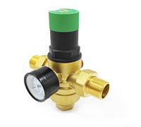 Vanne de réduction de pression en laiton, régulateur de pression d'eau domestique, réglable, avec manomètre, pour compatibilité avec plomberie standard (1/2-NPT)