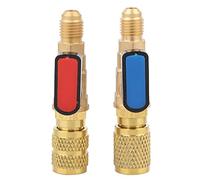 Vanne de Réfrigérant 1/4 SAE Laiton pour R22 R410A | Adaptateur basse et haute pression, raccord rapide en laiton et ABS, compatible climatisation et pompe à chaleur, étanchéité