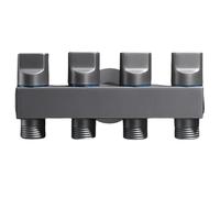 Vanne De Régulation D'Angle Métallique Robinet D'Angle G1/2 En Laiton Pistolet De Lavage À Pression Renforcée Pour Salle De Bain Wc Salle De Bain Une Entrée Quatre Sorties Gris