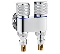 Vanne De Régulation D'Angle Métallique Robinet D'Eau À Trois Voies G1/2 En Cuivre 1 Entrée 2 Sorties Avec Deux Sorties Pour Deux Machines À Laver Couleur Argent