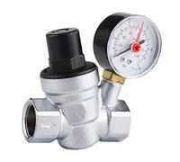 Vanne de régulation de pression réglable en laiton avec manomètre pour eau (1,27 cm DN15)