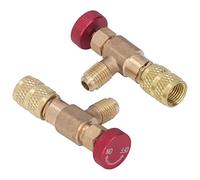 Vanne de régulation de réfrigération, 2 pièces, adaptateur de vanne de charge de réfrigérant R410A en laiton haute résistance avec filetage mâle 1/4 SAE et filetage femelle 5/16
