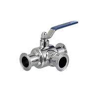 Vanne de régulation, Robinet à tournant sphérique t-port 2 "51mm 304 acier inoxydable sanitaire 3 voies robinet à tournant sphérique 1.5" 64mm virole O/D for produit de journal intime