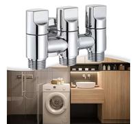 Vanne de robinet de machine à laver, vanne de contrôle à trois angles, vanne de dérivation d'eau à trois voies pour connecter plusieurs appareils d'eau (argenté)