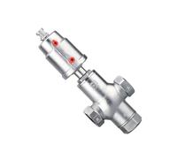Vanne de siège d'angle DN32 actionneur pneumatique à 3 voies - Soupape de décharge normalement fermée en acier inoxydable pour applications d'eau (simple effet)