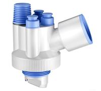 Vanne de siphon magnétique pour évier de cuisine, adaptateur de tuyau d'évacuation à 3 voies avec triple joint en silicone, anti-bouchon pour tuyaux de 50 mm et 75 mm, blanc et bleu