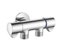 Vanne d'eau à double commande 1 entrée 2 sorties cuivre répartiteur pouce | Cette vanne en cuivre à double commande divise le débit d'eau en deux sorties séparées avec une poignée individuelle.