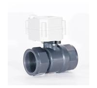 Vanne d'eau électrique DN32 PVC 2 pièces BSP, alésage 11/4", 25 mm, avec commande manuelle et indicateur, 9-24 V, engrenages entièrement métalliques.(OPEN-CR703)