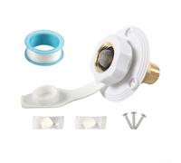 Vanne d'entrée de remplissage d'eau en laiton pour camping-car 1/2 NPT mâle vers 3/4 GHT femelle avec filtre anti-retour et bouchon anti-poussière pour caravane pour camping-car, kit de montage blanc