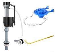 Vanne d'entrée d'eau à six points avec couvercle à rabat en PVC de 5,1 cm pour toilettes avec clapet de type poussoir et chaîne en acier inoxydable pour une chasse fiable (A)