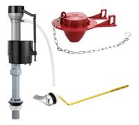 Vanne d'entrée d'eau de toilette à six points réglable en hauteur avec mécanisme à goupille silencieux, chaîne en acier inoxydable, couvercle à rabat de 5,1 cm pour vannes de vidange (B)