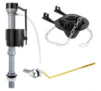 Vanne d'entrée d'eau de toilette à six points réglable en hauteur avec mécanisme à goupille silencieux, chaîne en acier inoxydable, couvercle à rabat de 5,1 cm pour vannes de vidange (C)