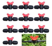 Vanne d'irrigation goutte, CTRICALVER Kit d'irrigation goutte de jardin, vanne de régulation, vanne de tuyau 1/2", vanne d'arrêt tuyau, vanne d'irrigation pour tuyau d'irrigation de 16 mm (10 pièces)
