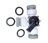 Vanne d'obturation à 3 voies, vanne de pompe de piscine en ABS de 3,8 cm pour contrôle du débit d'eau, sortie barbelée droite et double ports filetés pour piscines hors sol