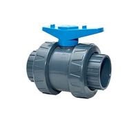Vanne double union poignée bleue PVC pression Ø 63 mm - Fitt