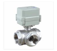 Vanne d'ouverture/fermeture de panne de courant AC110V-230V 3 voies SS304 DN25 BSP/NPT 1'' Électrovanne for le contrôle de l'eau(T Port Flow E,CR202)