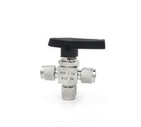 Vanne en acier inoxydable 304, 3mm 4mm 6mm 8mm 10mm 12mm 14mm, raccord de Tube à Double virole, vanne bille haute pression trois 3 voies(10mm)