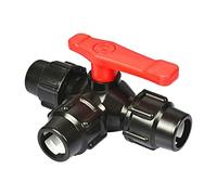 Vanne en plastique de type T à trois voies - Connecteur de tuyau PE avec manuel, disponible en diamètres 20/25/32/40/50/63 mm(Black,20mm)