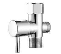 Vanne en T pour bidet avec vanne d'arrêt, adaptateur en T pour toilettes 7/8" x 7/8" x 1/2" ou 3/8", fixation de bidet chromée pour WC