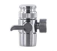 Vanne inverseur 1 entrée 2 sorties en laiton avec finition galvanisée pour dérivation de l'eau de l'évier vers le tuyau d'entrée de machine à laver (distributeur)