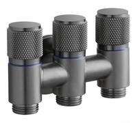 Vanne inverseur 3 voies 1/2" en acier inoxydable avec arrêt d'angle multi-sorties - Design anti-fuite - Pour machine à laver et lave-vaisselle (gris)