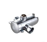 Vanne inverseur de douche 3 voies ABS adaptateur T avec connecteurs filetés G1/2 pour pommeaux de douche fixes et à main Bouton de contrôle du débit d'eau Argent Noir Ensemble de meubles de salle de