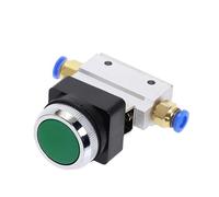 Vanne mécanique MOV-03B, filetage 1/8 ", 2 positions, 3 voies, rouge, vert, bouton poussoir plat, vanne pneumatique momentanée(No Fittings green)