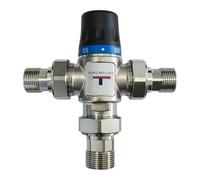 Vanne mélangeur thermostatique solaire 1" en laiton CW617N avec rallonges 3/4" M, régulateur de température 35-60°C, anti-brûlure pour chaudière, chauffe-eau et systèmes solaires